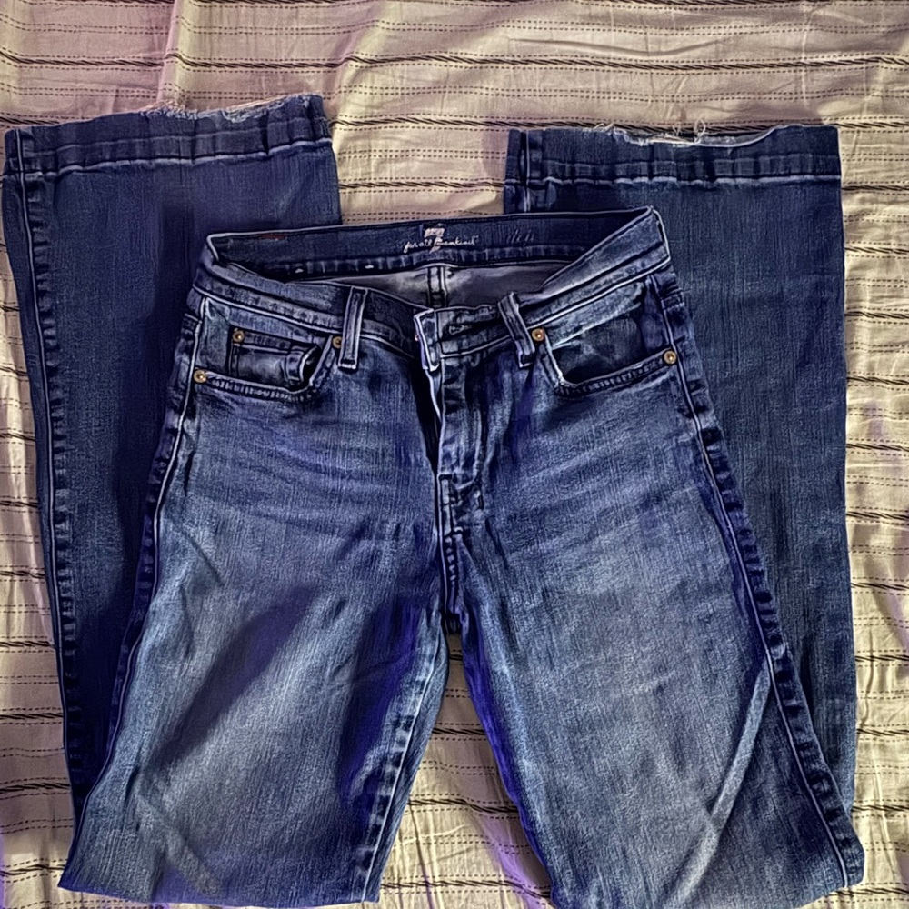 7 For All Mankind Blue Flare Wide Leg Jeans